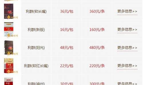 利群石油价格表一览_利群香烟进价表