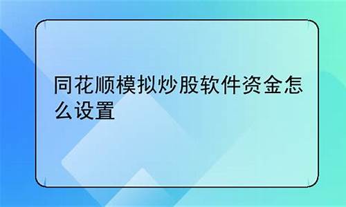 同花顺设置买入价_同花顺设置资金价值